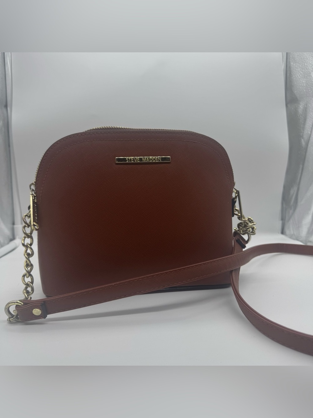 Steve Madden Tan/Brown Crossbody with Gold Chain Accents